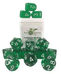 Role 4 Initiative - Translucent Dark Green/White Numbers Arch'D4 15pc